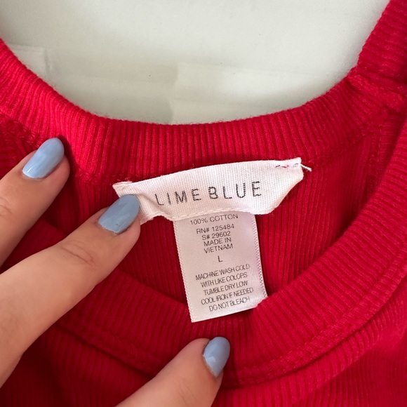 Red Ribbed Tank top Cropped - Picture 2 of 2